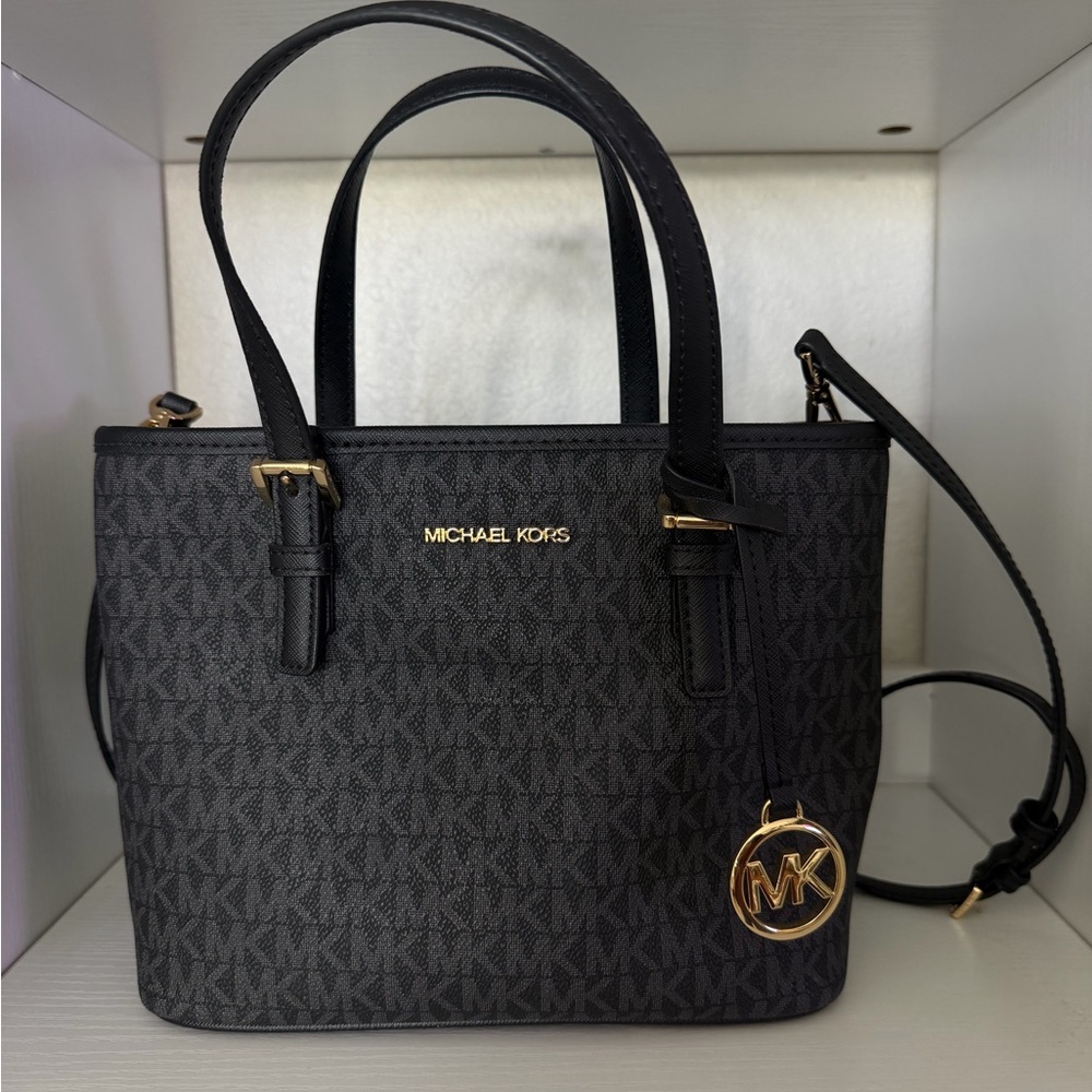Michael Kors Black Satchel with Gold Accents
